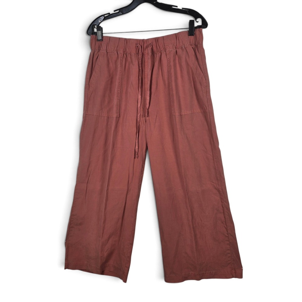Thread & Supply Pants Womens L Wide Leg Crop Pink Lyocell Drawstring Pocket Boho
